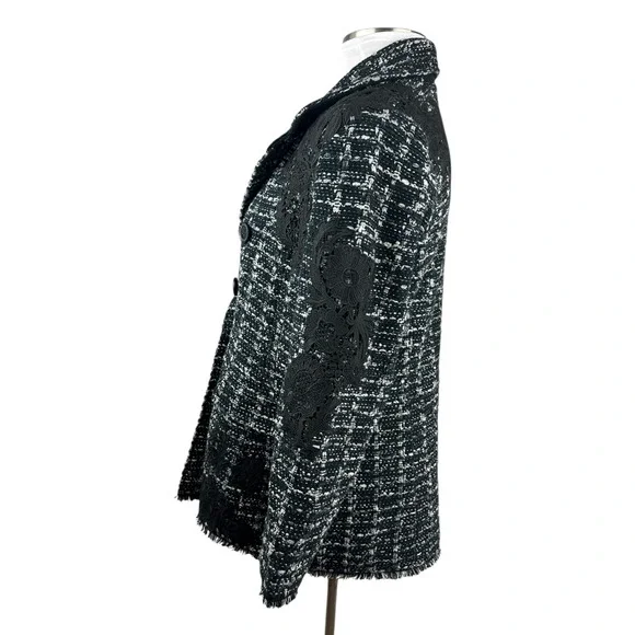 Chico's Tweed Lace Embroidered Metallic Cardigan Jacket Sweater Blazer Size 3 XL - Picture 9 of 16